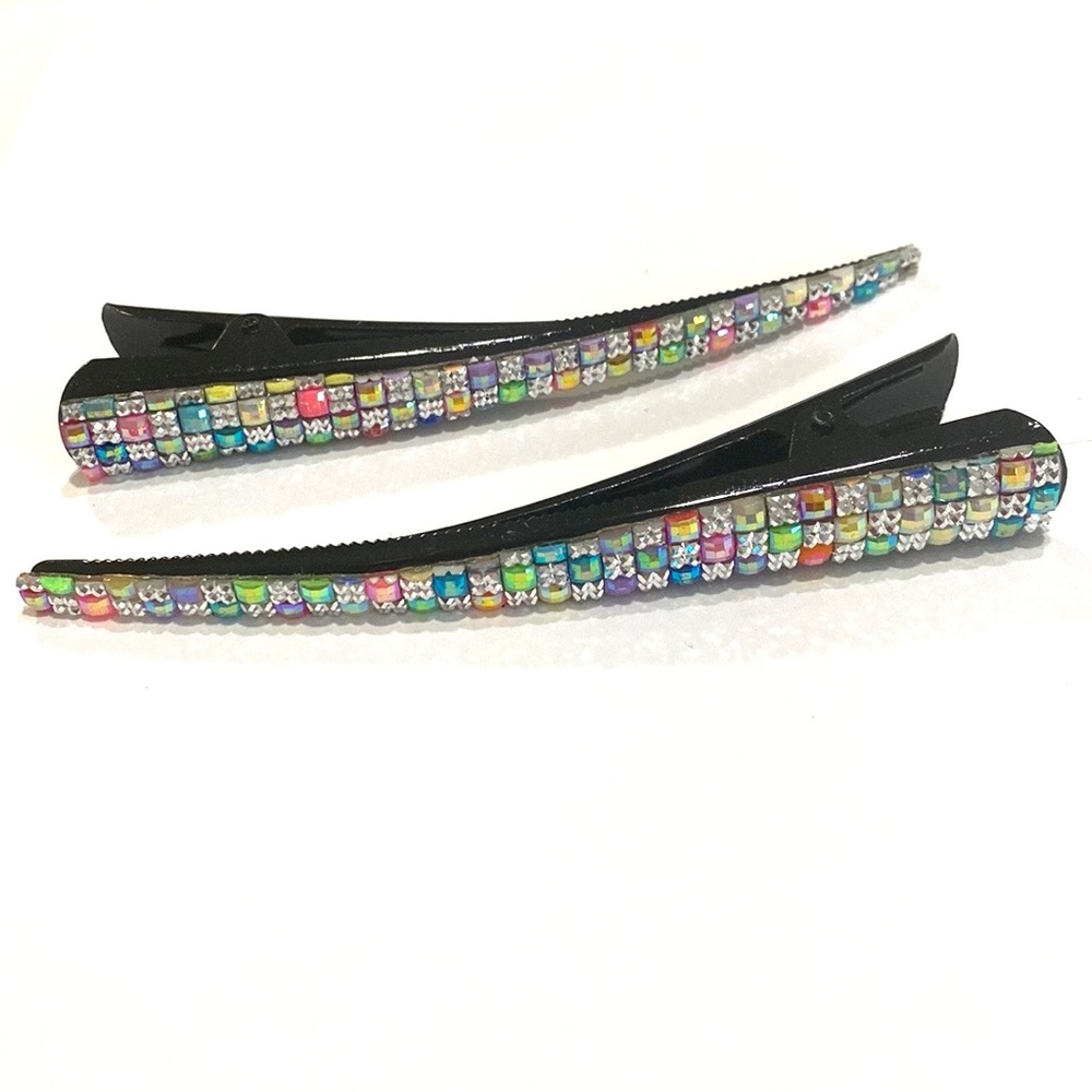 Updo Hair Clips Set Of 2 Rainbow Squares